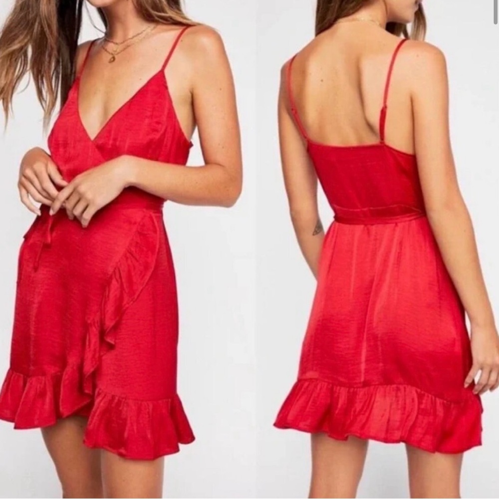 Free People Intimately red wrap dress